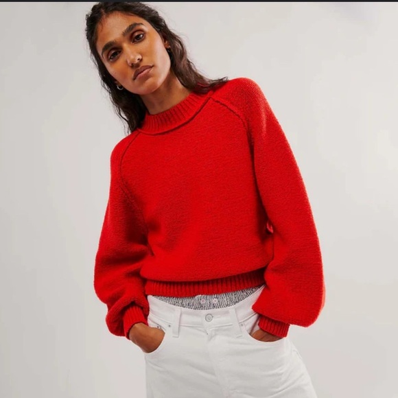 RILEY PULLOVER | FIERY RED  free people - Picture 1 of 9